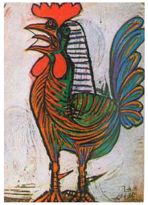 نقاشی خروس اثر پیکاسو